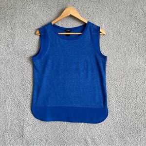 Ann Taylor Sleeveless Top with Sheet Blue Petite Medium